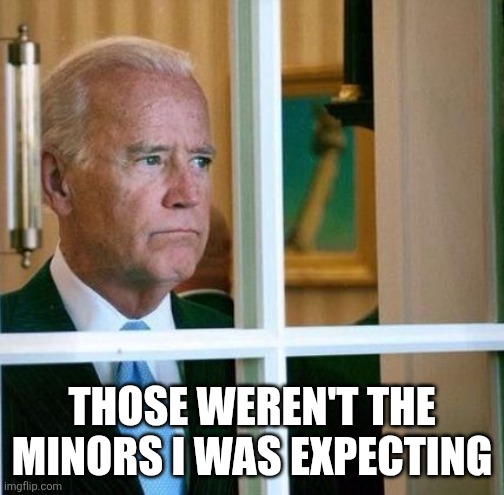 Sad Joe Biden | THOSE WEREN'T THE MINORS I WAS EXPECTING | image tagged in sad joe biden | made w/ Imgflip meme maker