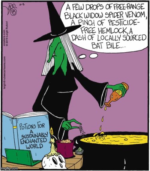 Rubes | image tagged in comics,rubes,witch,recipe,sustainable,ingredients | made w/ Imgflip meme maker