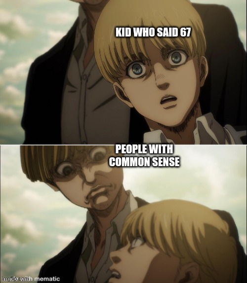 Yelena disgust face | KID WHO SAID 67; PEOPLE WITH COMMON SENSE | image tagged in yelena disgust face | made w/ Imgflip meme maker