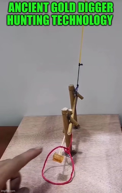 Funny | ANCIENT GOLD DIGGER HUNTING TECHNOLOGY | image tagged in funny,gold digger,hunting,technology,ancient,clever | made w/ Imgflip meme maker