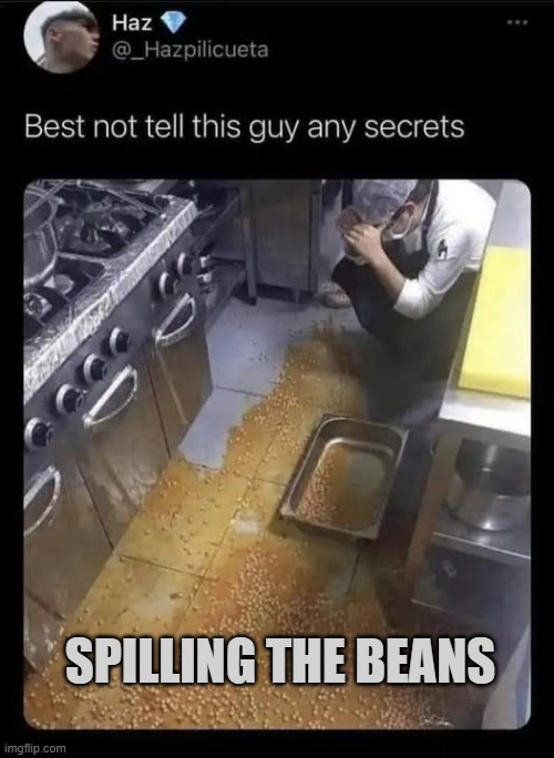 SPILLING THE BEANS | image tagged in beans | made w/ Imgflip meme maker