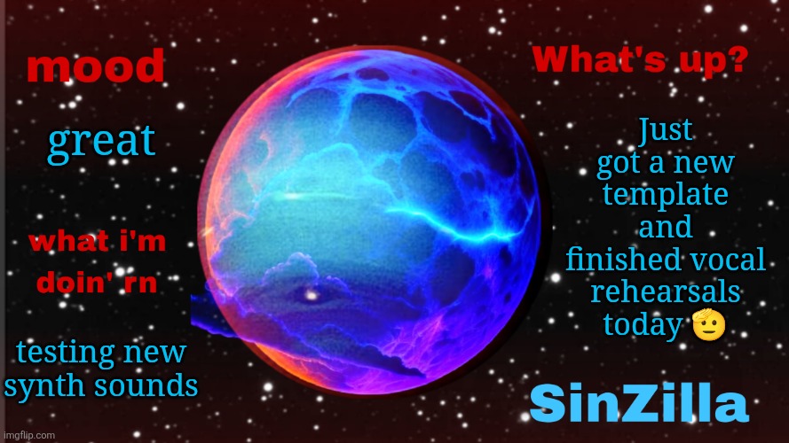 what's going on here? | Just got a new template and finished vocal rehearsals today 🫡; great; testing new synth sounds | image tagged in what's going on here | made w/ Imgflip meme maker