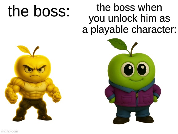 The Boss V.S. when you unlock him | image tagged in ocs | made w/ Imgflip meme maker