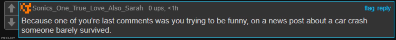 thats not what i got banned for i called charly a fatass when she posted a pic of herself | made w/ Imgflip meme maker