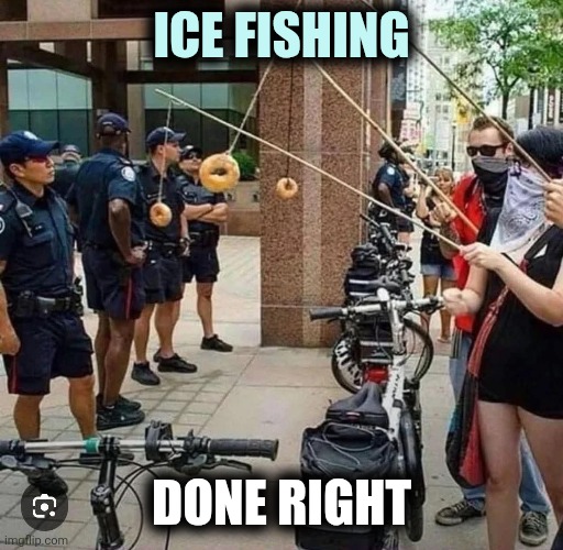 Portland protesters baiting ICE agents | ICE FISHING; DONE RIGHT | image tagged in ice,portland | made w/ Imgflip meme maker