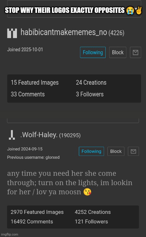 blud is the antifoxed | STOP WHY THEIR LOGOS EXACTLY OPPOSITES 😭✌️ | made w/ Imgflip meme maker