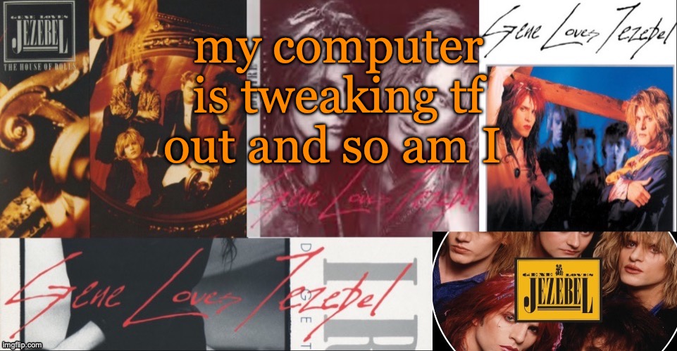 SC's GLJ temp | my computer is tweaking tf out and so am I | image tagged in sc's glj temp | made w/ Imgflip meme maker