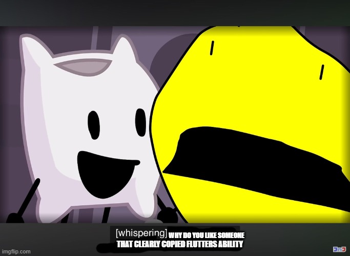 pillow what | WHY DO YOU LIKE SOMEONE THAT CLEARLY COPIED FLUTTERS ABILITY | image tagged in pillow what | made w/ Imgflip meme maker