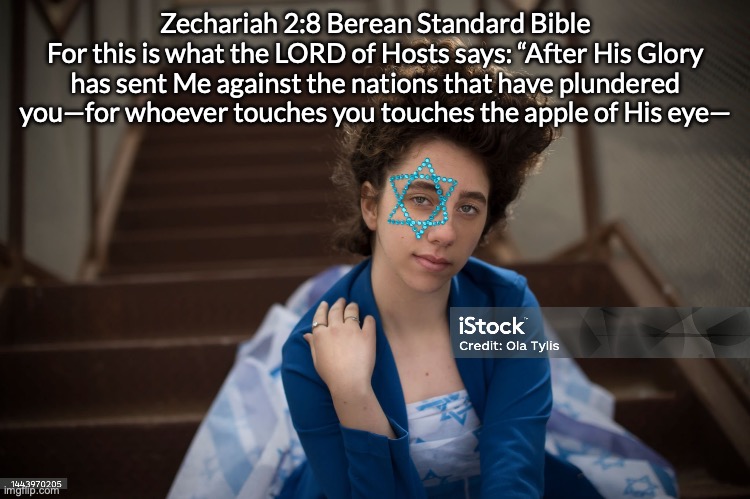 "The Apple of His Eye" | Zechariah 2:8 Berean Standard Bible
For this is what the LORD of Hosts says: “After His Glory has sent Me against the nations that have plundered you—for whoever touches you touches the apple of His eye— | image tagged in child,of,god | made w/ Imgflip meme maker