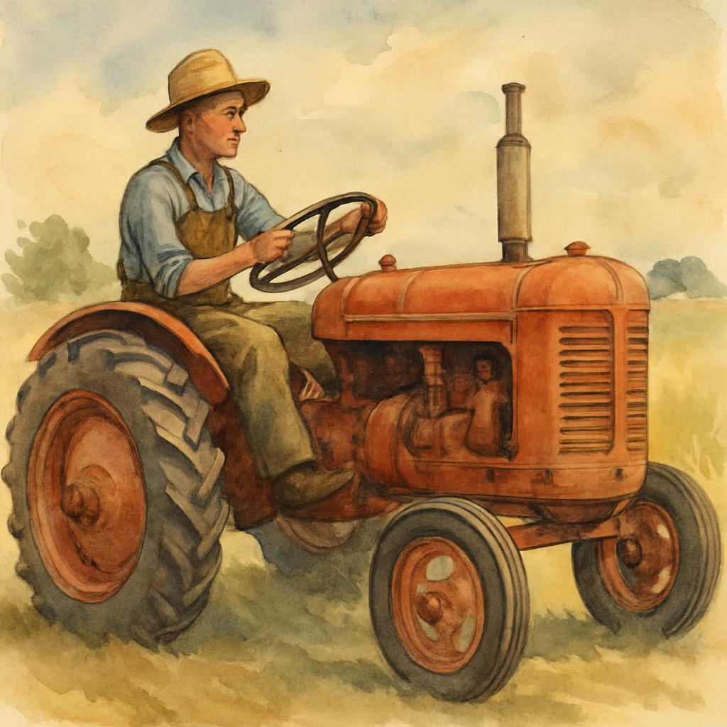 Farmer driving a tractor Blank Meme Template