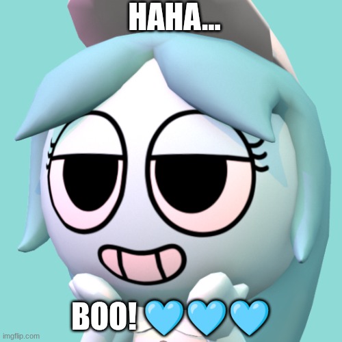 Haha... Boo! | HAHA... BOO! 🩵🩵🩵 | image tagged in connie,ghost,cute ghost,boo,dandy's world | made w/ Imgflip meme maker