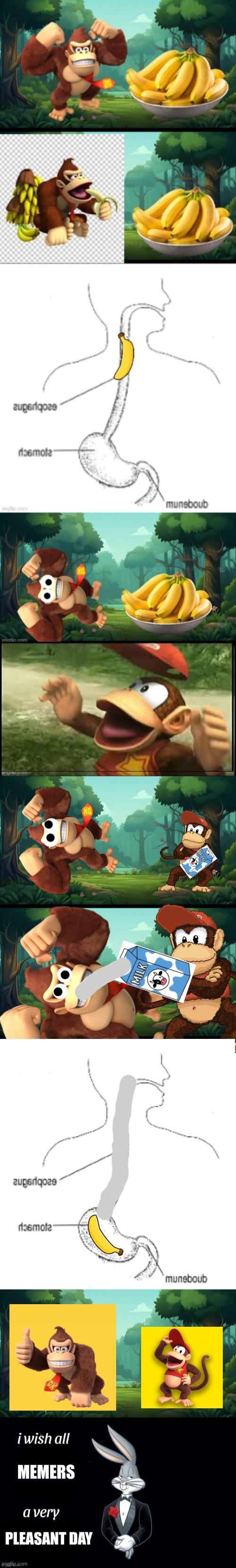 donkey kong chokes on a banana - @Zzzzesty request | image tagged in donkey kong,gaming,nintendo,long meme,memes,funny | made w/ Imgflip meme maker