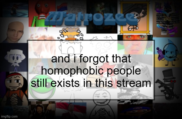 Matrozee Template V2 | and i forgot that homophobic people still exists in this stream | image tagged in matrozee template v2 | made w/ Imgflip meme maker
