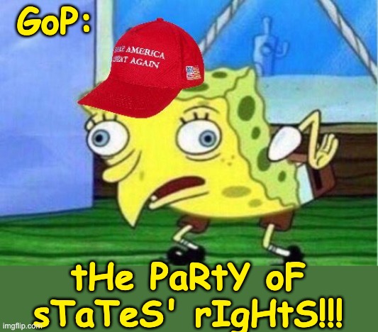 Let's talk about the REAL illegal invasions happening in our states | GoP:; tHe PaRtY oF sTaTeS' rIgHtS!!! | image tagged in maga spongebob,illegal,trump,national guard,invasion | made w/ Imgflip meme maker