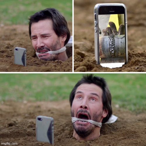 Defect welding | image tagged in buried keanu reeves in knock knock | made w/ Imgflip meme maker