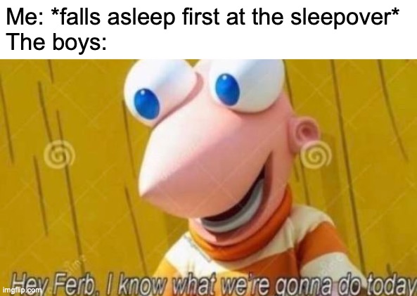 they gonna do something diabolical | Me: *falls asleep first at the sleepover*
The boys: | image tagged in memes,hey ferb,funny,sleepover,relatable,the first | made w/ Imgflip meme maker