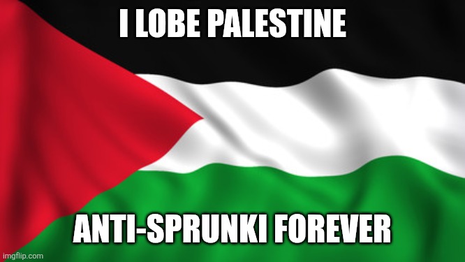 I love palestine | I LOBE PALESTINE; ANTI-SPRUNKI FOREVER | image tagged in palestine flag | made w/ Imgflip meme maker