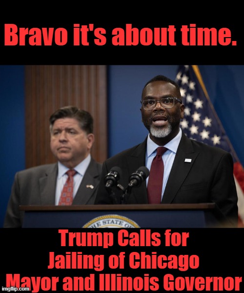 I'm 101% with him dozens of other traitors also. | Bravo it's about time. Trump Calls for Jailing of Chicago Mayor and Illinois Governor | made w/ Imgflip meme maker