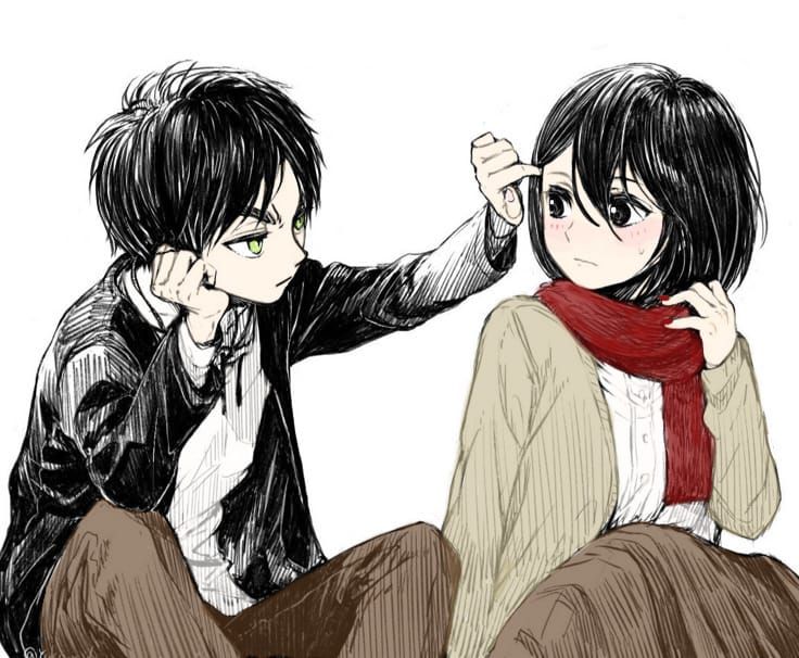 Eren and Mikasa Blank Meme Template