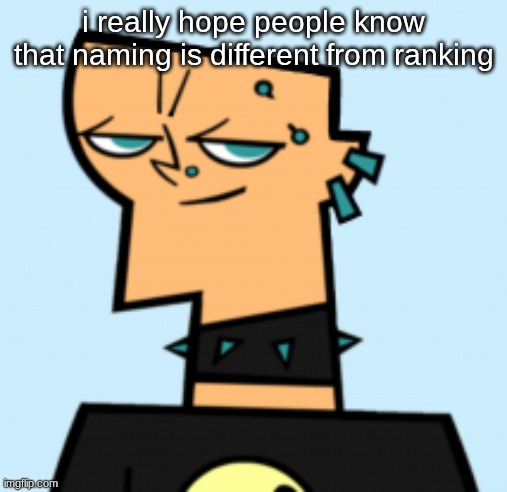 duncan | i really hope people know that naming is different from ranking | image tagged in duncan | made w/ Imgflip meme maker