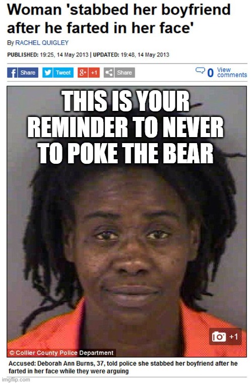 Don't Poke the Bear | THIS IS YOUR REMINDER TO NEVER TO POKE THE BEAR | image tagged in headlines | made w/ Imgflip meme maker