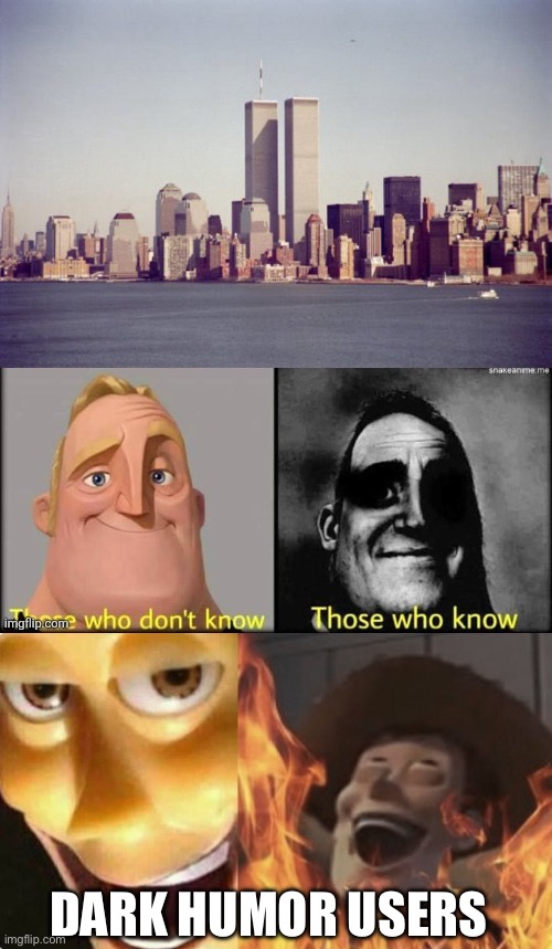 DARK HUMOR USERS | image tagged in satanic woody no spacing | made w/ Imgflip meme maker