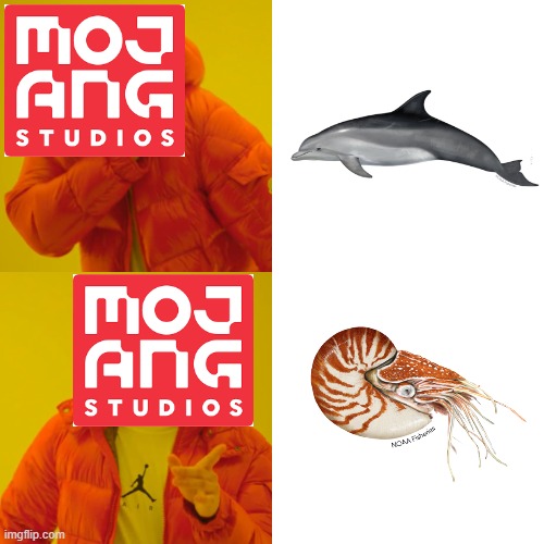 Mojang: thinking of a writable mob for the next update. | image tagged in memes,drake hotline bling | made w/ Imgflip meme maker