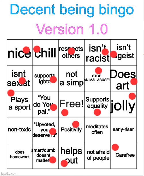 people say sm times I can be toxic - only if they've done smth to piss me off or smth that really messed with me | image tagged in decent being bingo | made w/ Imgflip meme maker