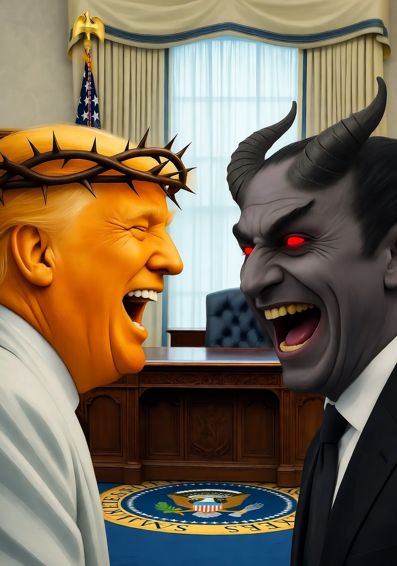 Donald Trump Satan laughing Ova Office Blank Meme Template