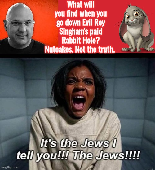 Evil Roy Singham's paid influencers | What will you find when you go down Evil Roy Singham's paid Rabbit Hole? Nutcakes. Not the truth. | image tagged in keep calm and carry on red,candy,scammer,evil cows,you have become the very thing you swore to destroy | made w/ Imgflip meme maker