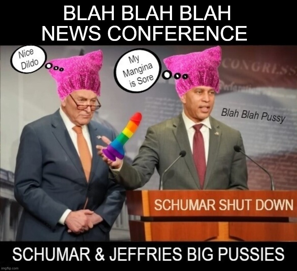 Blah Blah Blah Hawk Tuah Jeffries News Conference | image tagged in stupid people be like,stupid liberals,chuck schumer,mangina,pussy hats,hawk tuah | made w/ Imgflip meme maker