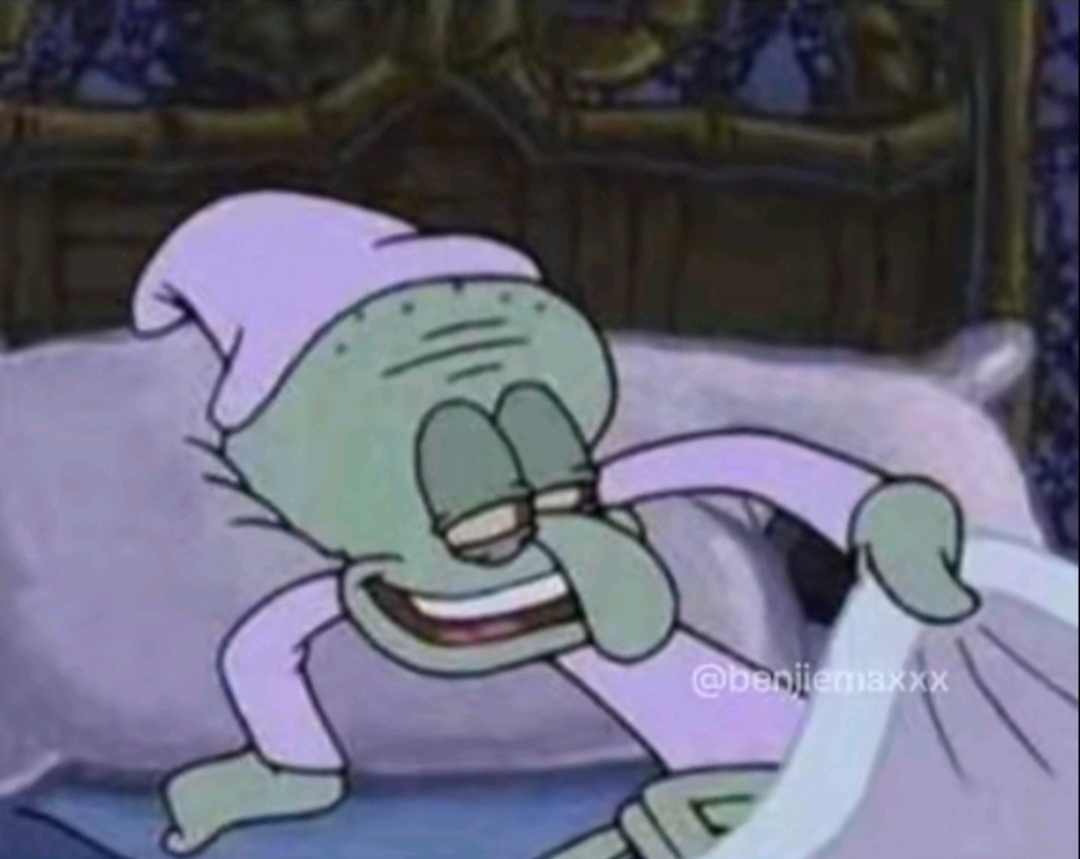 Squidward in bed Blank Meme Template