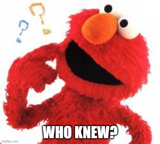 Elmo Questions | WHO KNEW? | image tagged in elmo questions | made w/ Imgflip meme maker