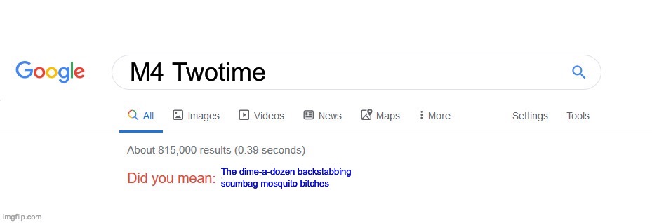 Did you mean? | M4 Twotime The dime-a-dozen backstabbing scumbag mosquito bitches | image tagged in did you mean | made w/ Imgflip meme maker