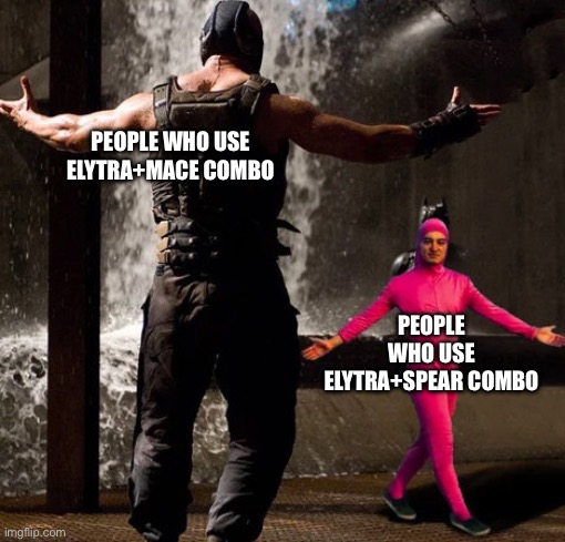 Joji boss fight | PEOPLE WHO USE ELYTRA+MACE COMBO PEOPLE WHO USE ELYTRA+SPEAR COMBO | image tagged in joji boss fight | made w/ Imgflip meme maker