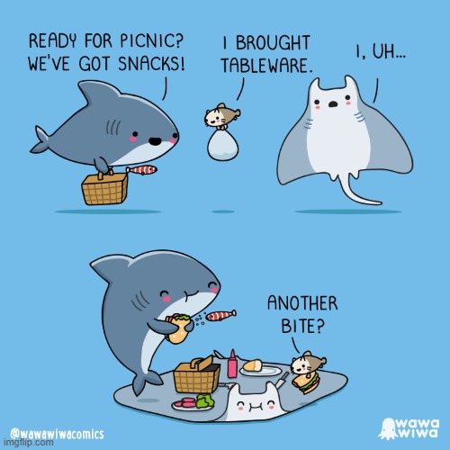 image tagged in shark,fish,catfish,manta ray,picnic,blanket | made w/ Imgflip meme maker