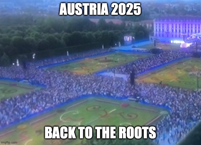 Austria 2025 - Back to the Roots | AUSTRIA 2025; BACK TO THE ROOTS | image tagged in austria,swastika,dark humor,political humor,satire | made w/ Imgflip meme maker