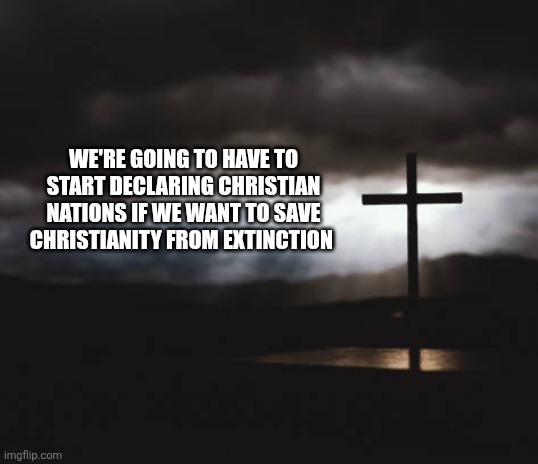 WE'RE GOING TO HAVE TO START DECLARING CHRISTIAN NATIONS IF WE WANT TO SAVE CHRISTIANITY FROM EXTINCTION | image tagged in funny memes | made w/ Imgflip meme maker