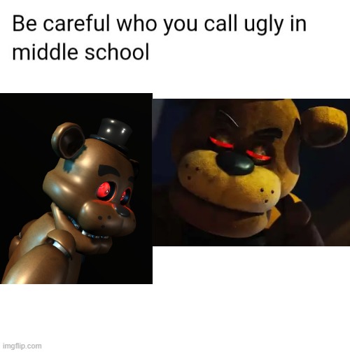 SCARY NIGHTS PREDICTED THE FNAF MOVIE | image tagged in be careful who you call ugly in middle school | made w/ Imgflip meme maker