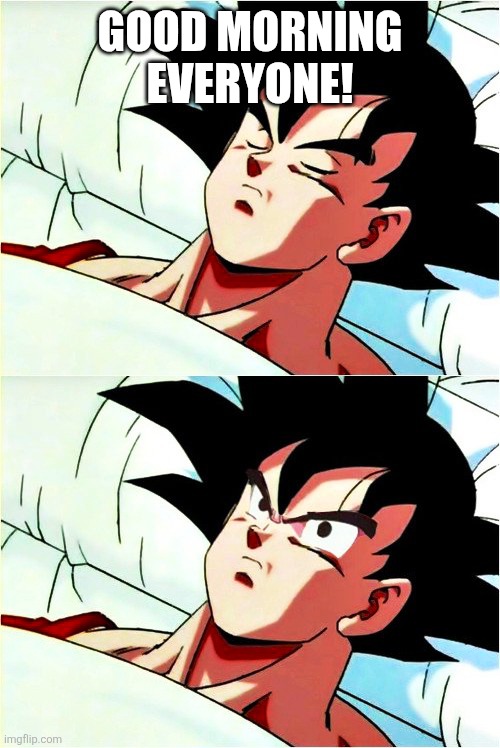 goku sleeping wake up | GOOD MORNING EVERYONE! | image tagged in goku sleeping wake up | made w/ Imgflip meme maker