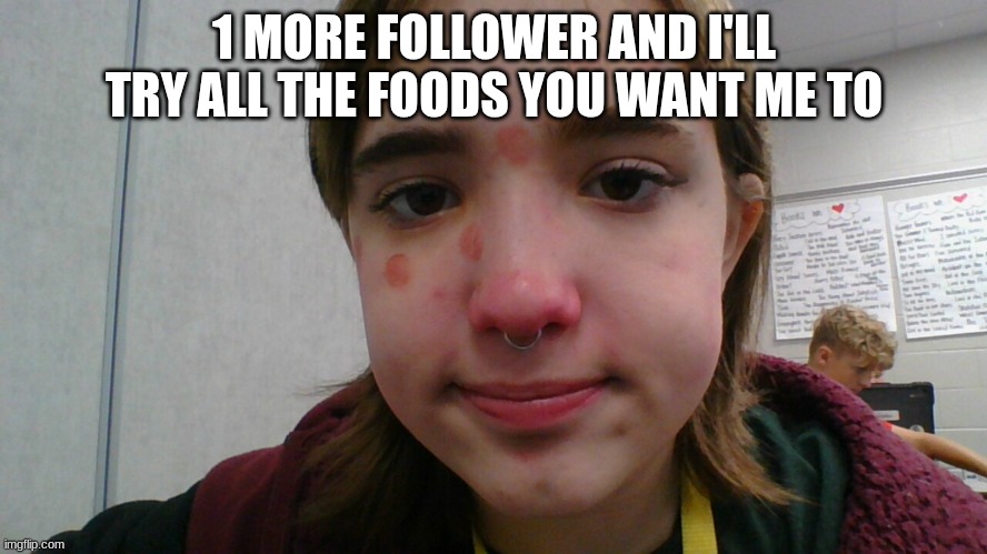 ladybug | 1 MORE FOLLOWER AND I'LL TRY ALL THE FOODS YOU WANT ME TO | image tagged in ladybug | made w/ Imgflip meme maker