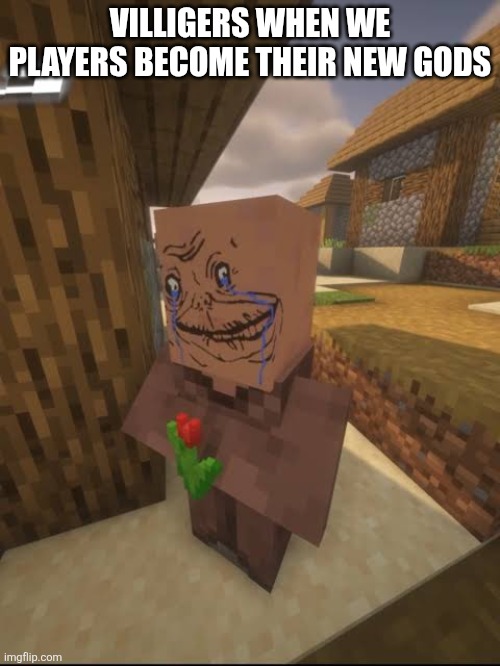 We are their New gods | VILLIGERS WHEN WE PLAYERS BECOME THEIR NEW GODS | image tagged in sad villiger | made w/ Imgflip meme maker