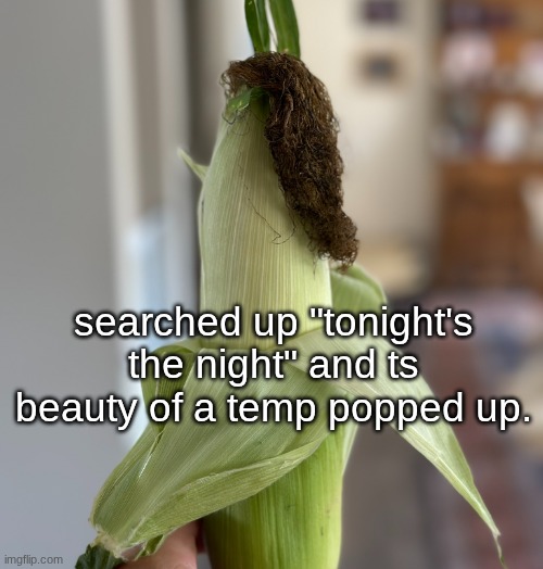 Emo Corn | searched up "tonight's the night" and ts beauty of a temp popped up. | image tagged in emo corn | made w/ Imgflip meme maker
