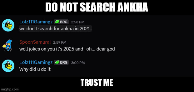 DO NOT SEARCH ANKHA; TRUST ME | image tagged in sans | made w/ Imgflip meme maker