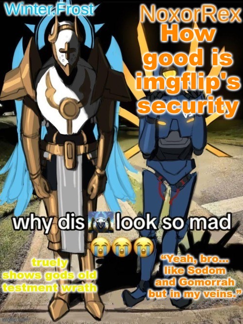 It can't POSSIBLY be that secure can it? | How good is imgflip's security | image tagged in nox and frost's temp | made w/ Imgflip meme maker
