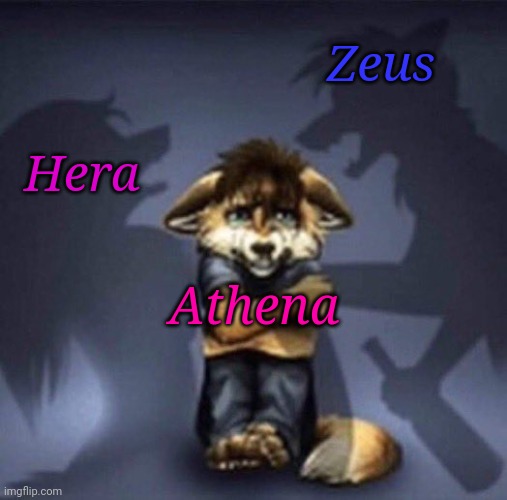 Average day in Olympus: | Zeus; Hera; Athena | image tagged in furry parents fighting | made w/ Imgflip meme maker