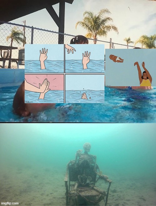 Not like this. Not like this. | image tagged in mother ignoring kid drowning in a pool | made w/ Imgflip meme maker