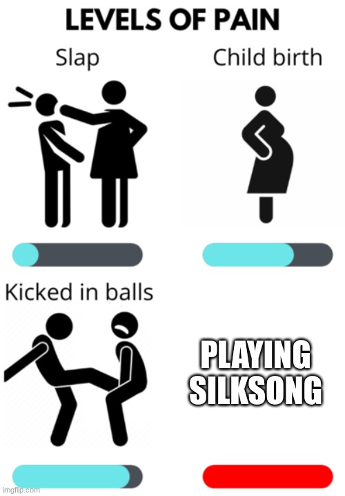 HOW DO YOU BEAT THIS!? | PLAYING SILKSONG | image tagged in levels of pain | made w/ Imgflip meme maker