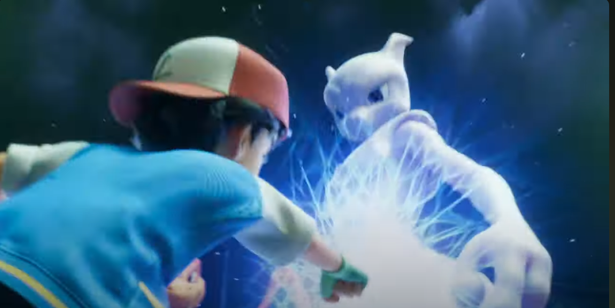 Ash punching Mewtwo Blank Meme Template