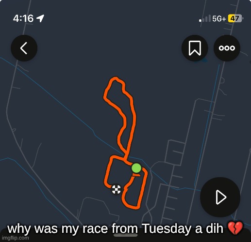 why was my race from Tuesday a dih 💔 | made w/ Imgflip meme maker